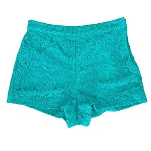 FOREVER 21 lace shorts in teal green in size small